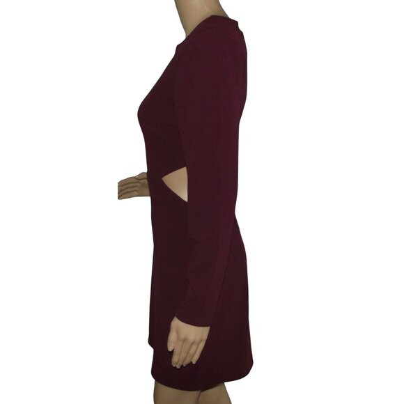 Express Sheath Dress Womens Small Wine Strong Shoulder Side Cutout Mini 4-6 - Picture 4 of 13